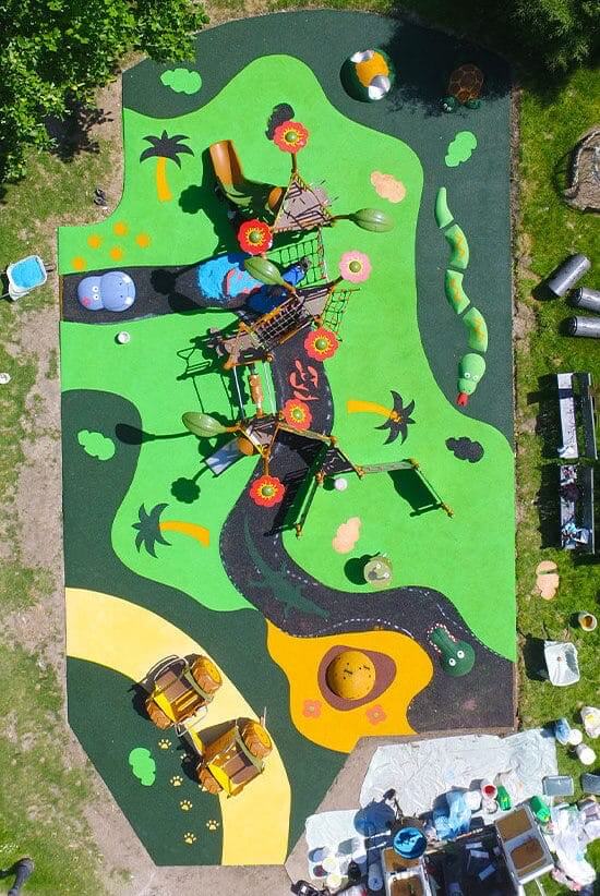 Sol amortissant en résine amortissant EPDM pour une aire de jeu pour enfants - Metz, Moselle 57